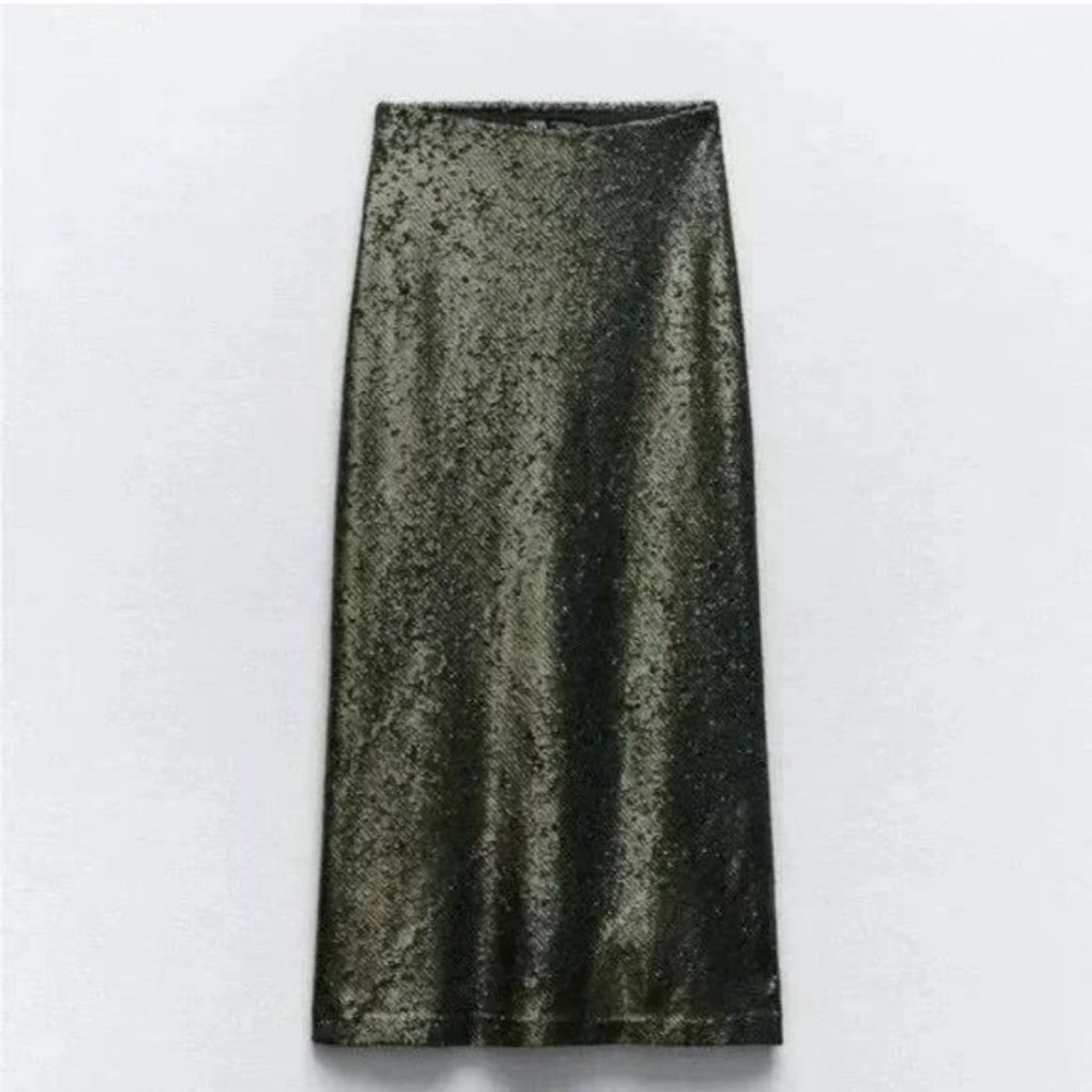 Zara Green Sequin Skirt